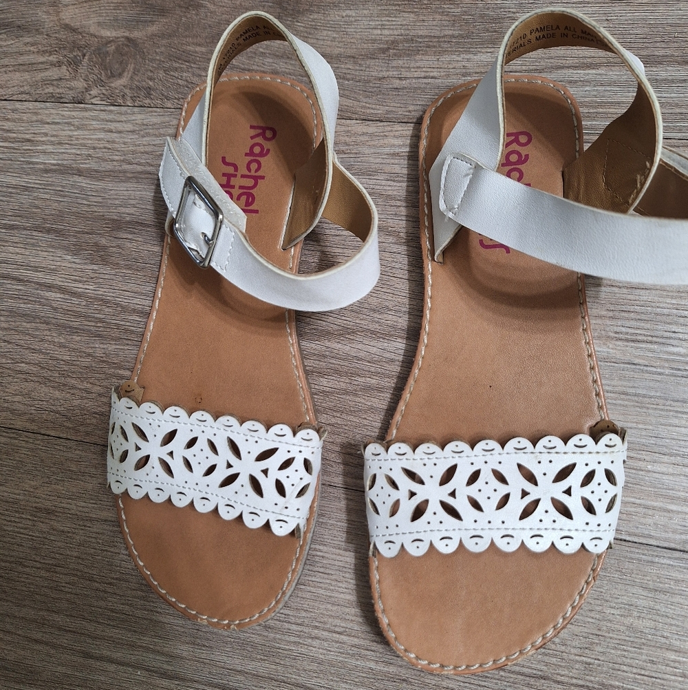 Rachel Shoes White and Tan Kids Sandals